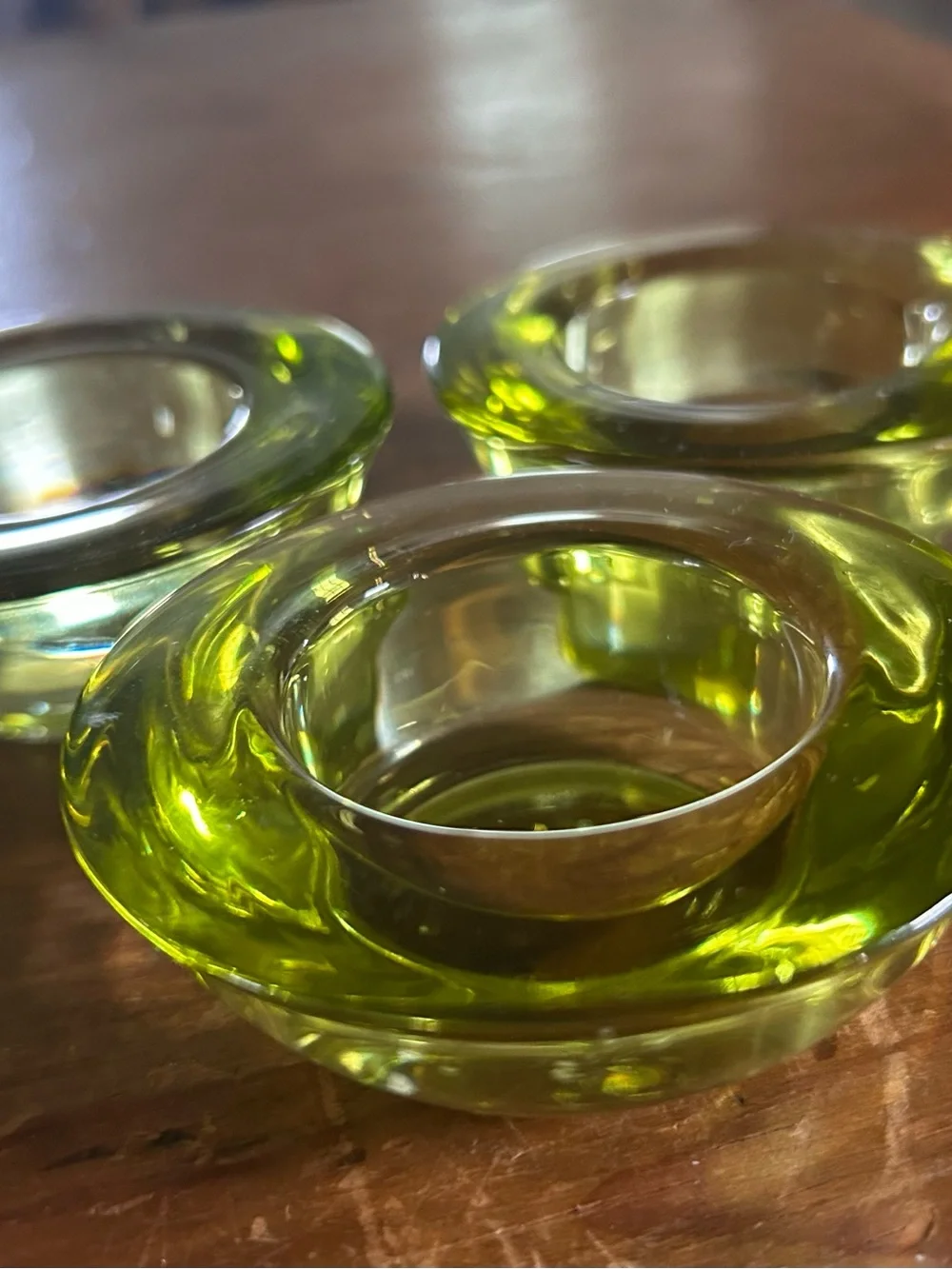 Crate & Barrel assorted colors glass tealight holders. Set of ten.